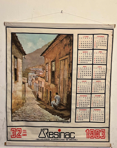 Espectacular Almanaque En Tela, De Gran Tamaño 82 X 72cm