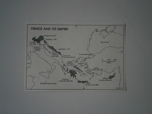Venice And Its Empire . 13 X 9 - Mapa Impreso En 1966