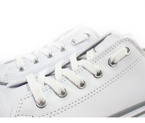 Imagen 7 de 9 de Zapatillas Urbanas Cuero Plataforma Mujer Sneaker Blancas