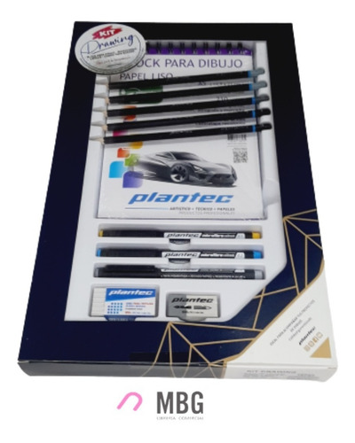 Imagen 4 de 5 de Kit Plantec Drawing Block+ 5 Lápices+3 Estilógrafos+ 2 Gomas