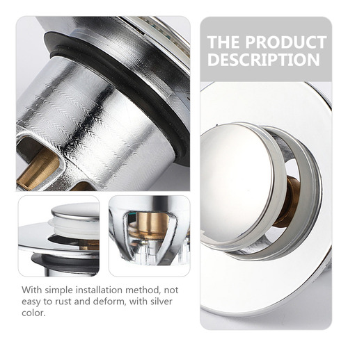 Tapón Para Lavabo De Baño, Acero Inoxidable, Con Núcleo Rebo