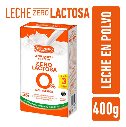 Leche En Polvo La Serenisima Zero Lactosa 0% 400gr Pack X 4