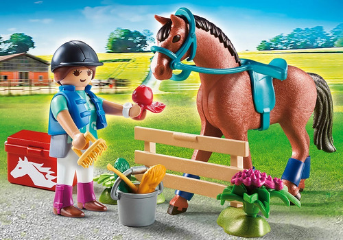 Figura Armable Playmobil Country Granja Con Caballo 28 Pzs