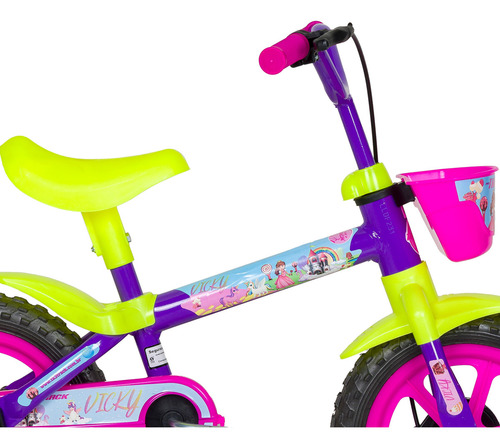Bicicleta Infantil Menina Roda Treinamento Aro 12 Vicky La