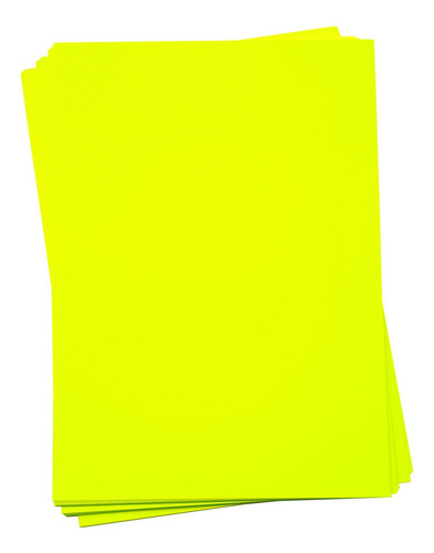 Papel Neon 180g A4 Amarelo, Laranja, Verde Ou Pink 20 Folhas Cor Amarelo Neon