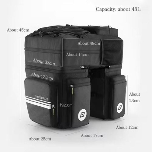 Alforja Rockbros 3 Bolsos Impermeable Requiere Parrilla