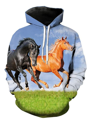 Animal Impresión 3d Caballo Sudadera Casual Sudaderas Con Ca