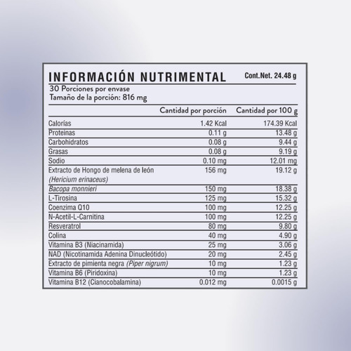 Nootrópico Antioxidante Neuronal Con Nadh 60 Cáps Homodeus Sabor Sin Sabor