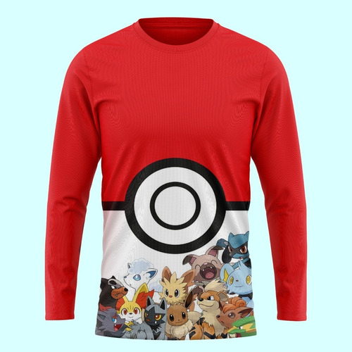 Blusa Manga Longa Adulto Pokémon (03) Sublimação