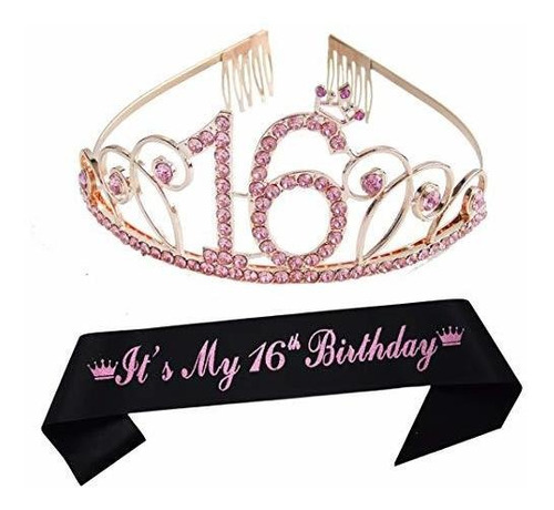 16 Cumpleaños Tiara Y Faja Feliz Fiesta De Cumpleaños 16 S