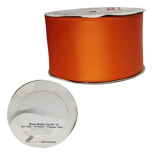 Cinta Raso Doble Faz N°12 50mm X Rollo 10mts Naranja Directorio
