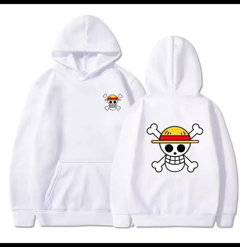 Buzo Calavera Luffy One Piece Hoddie Anime Sombrero Amarilo