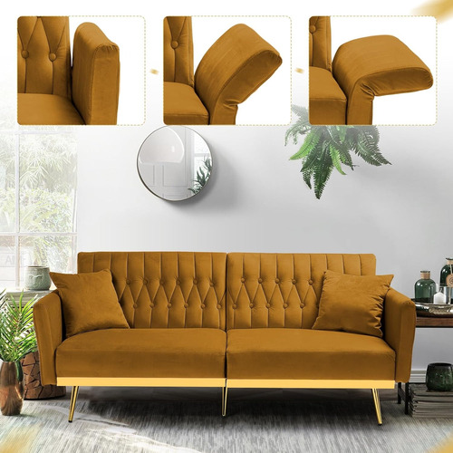Sofa Cama Terciopelo Biplaza Ajustable Convertible Acmease
