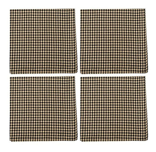 Granny Black And Cream Gingham 18 X 18 All Cotton Napkin Paq