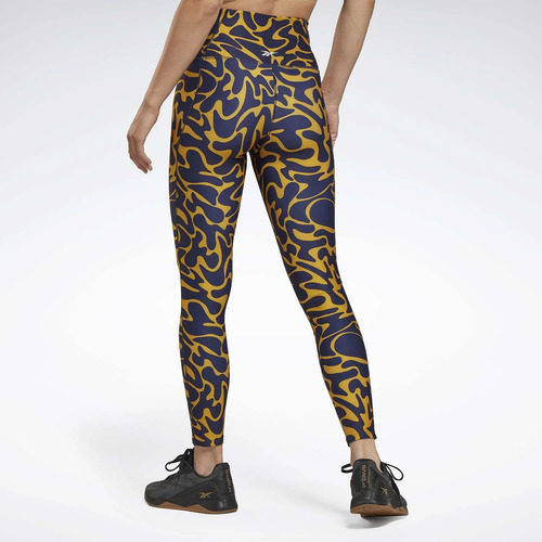 Leggings Reebok Workout All Over Print Azul