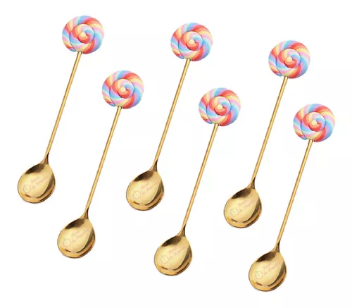 Set X6 Mini Cucharitas Doradas Plata De Postre Gold Cuchara