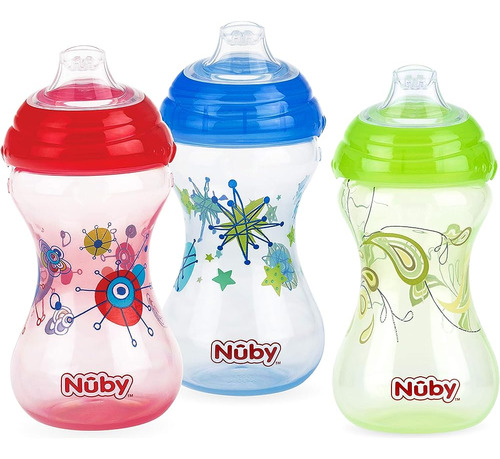 Nuby 3pk No Spill  Pinpoint  Soft Cout Clik-it, Chico, 10 Oz