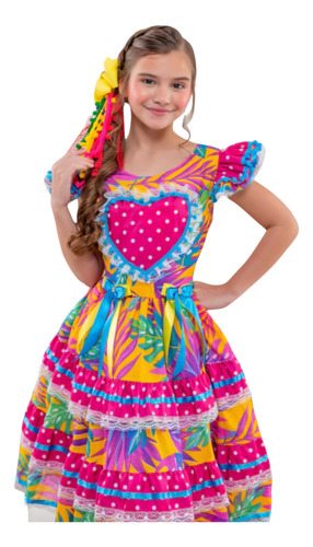 Vestido De Festa Junina Infantil Pililim Em Xitão Meu Xodó