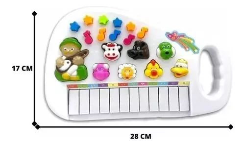 TECLADO PIANO GIRAFA MUSICAL INFANTIL SOM DE ANIMAIS 24 TECLAS