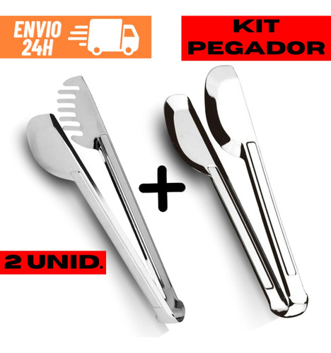 Kit 2 Pegadores Universal De Massa Macarrão E Saladas Inox