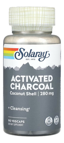 Solaray Activated Charcoal Carbón Activado 280 Mg 90cáp Sabor Sin Sabor