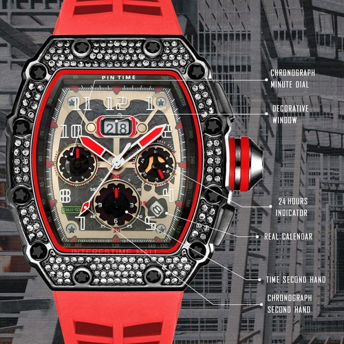 Fanmis Relojes Cronógrafo Con Diamantes Brillantes Y Punk De