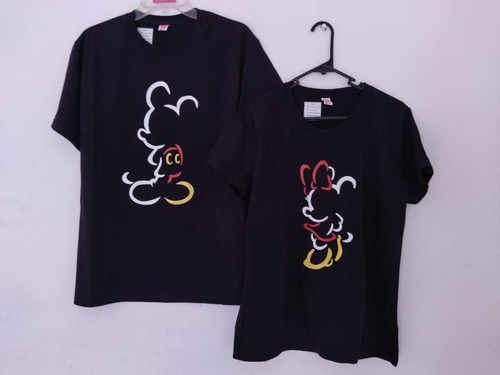Set 3 Playeras Mickey Minnie Silueta