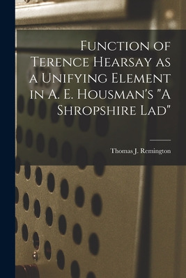 Libro Function Of Terence Hearsay As A Unifying Element I...