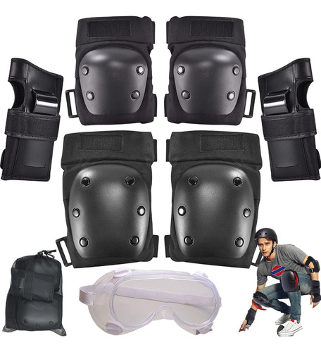 Coderas Rodilleras Protección Patinaje Muñeca Ajustable,7pcs