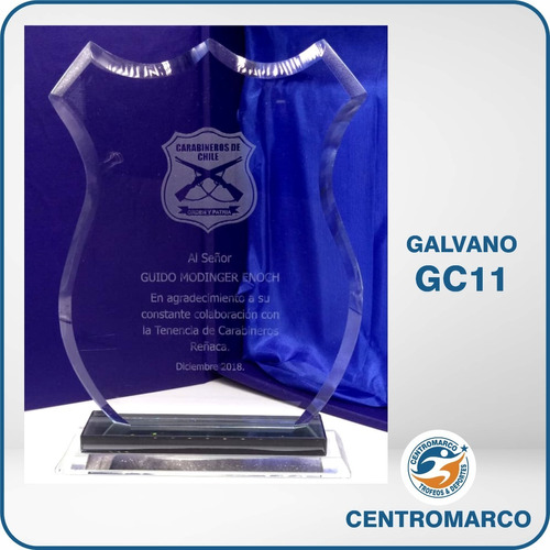 Galvano Cristal Gc11 C/logo Y Grabado 22 Cm Envio Gratis 