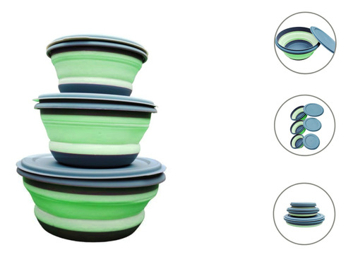 Bowls Plegable Recipiente Silicona X3 Apilables Cocina Bowl