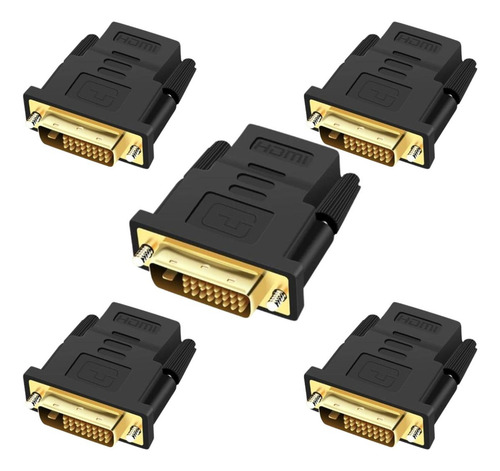 Kit 5 Adaptadores Dvi-d Macho P/ 24+1 X Hdmi Femea Conector