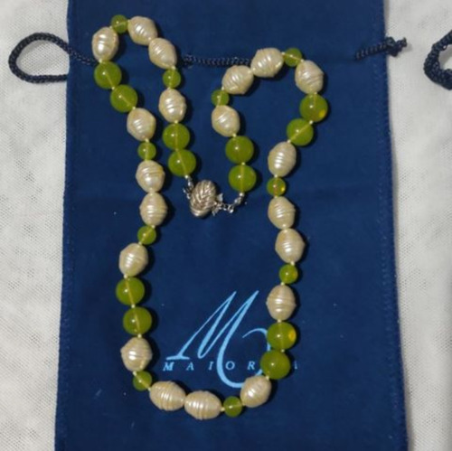 Colar Clássico Maiorca Pérolas Espanholas 52cm Verde-claro