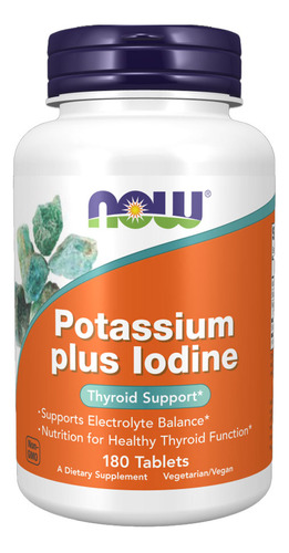 Potássio Plus Iodo Now Foods Potassium Plus Iodine 180tablts Sabor Sem Sabor
