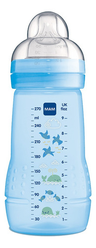 Mamadeira Easy Active Bico 2m+ Azul 270ml - Mam Animais