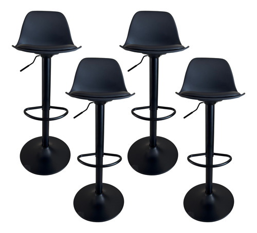 Set 4 Bancos Para Barra Eames Color Negro Satinado Negro