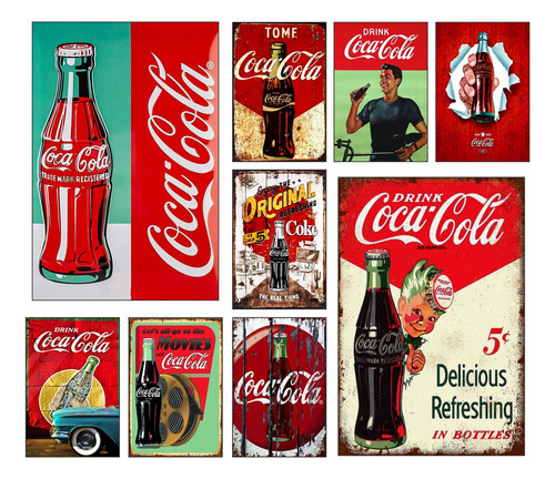 Coca Coke Carteles Vintage Metálicos Refresco De Cola 