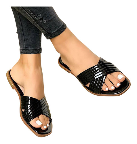 Zapatillas Cómodas, Planas, Con Punta Abierta, Informales, F