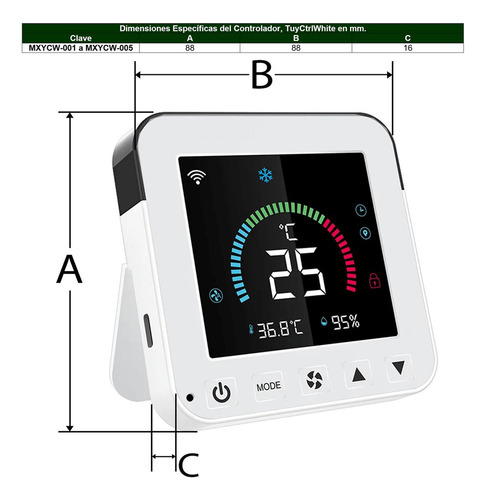 Controlador De Aire Acondicionado, Mxycw-001, 1 Pza, Lcd, Bl