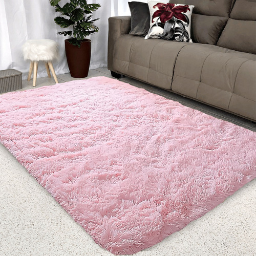 Tapete 2,00x1,50 Felpudo Sala E Quarto Diversas Cores Macio Comprimento 2 M Cor Rosa Largura 1.5 M