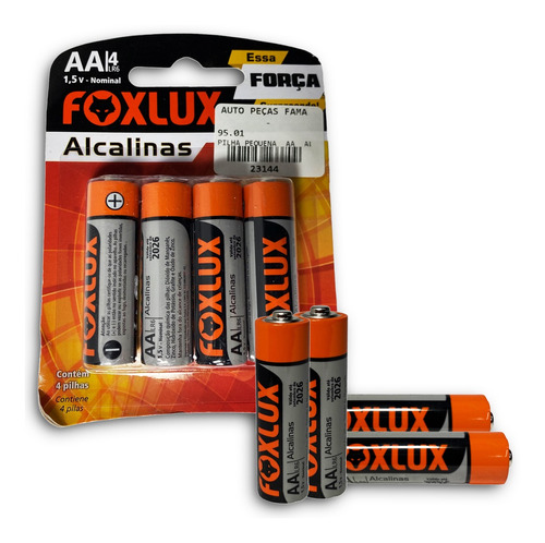 Pilha Alcalina Pequena Aa Com 4 Un Foxlux