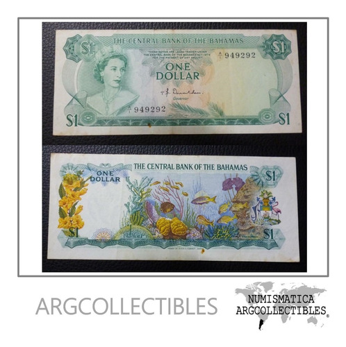 Bahamas Billete 1 Dolar, Pick 35a Vf+ 1974