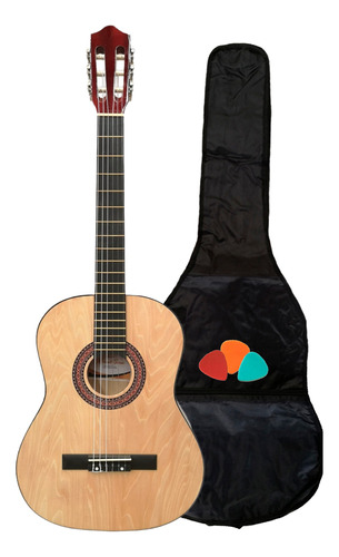 Guitarra Criolla Clasica Con Funda Y Puas Importada
