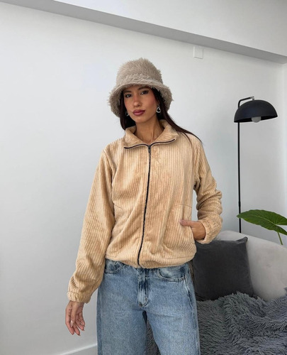 Campera Abrigada Mujer Corderito Suave Moda Casual Invierno
