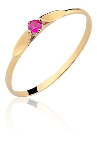 Anel Solitário Ouro 18k Com Uma Pedra, Qualquer Cor A132