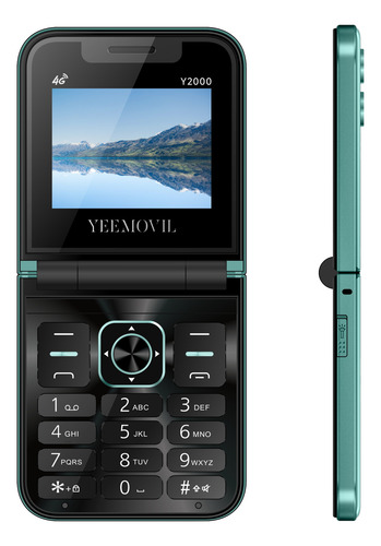Yeemovil Y2000 Celular Plegable 4g Dual Sim + 2 Sim Extra Desbloqueado Telcel At&t Movistar Bait Bluetooth Fm Linterna 2.4-turquesa