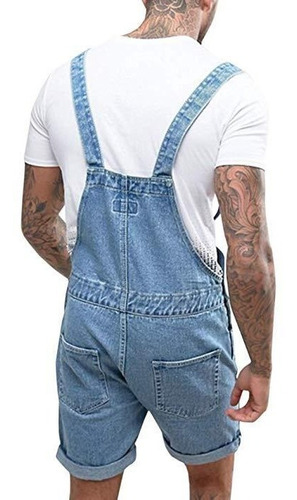 Overol Short Hombre Mezclila Casual Rasgado Comfortable Body