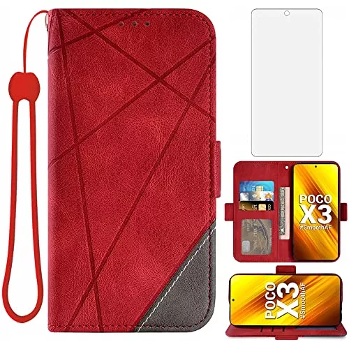 Asuwish Funda de teléfono para Xiaomi Poco X3 Pro/PocoX3 NFC/Poco X3 con  protector de pantalla de vidrio templado y soporte para tarjeta de crédito