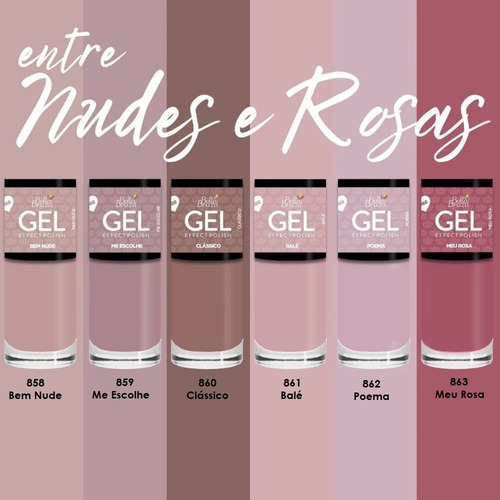 Imagem 6 de 10 de Kit C/ 12 Esmalte Efeito Gel Bella Brasil Seca Sem Cabine Uv
