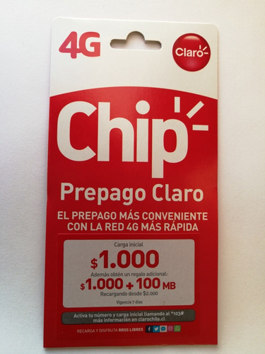 Chip Claro Paquete 50 Unidades De 1000$ Carga Inicial